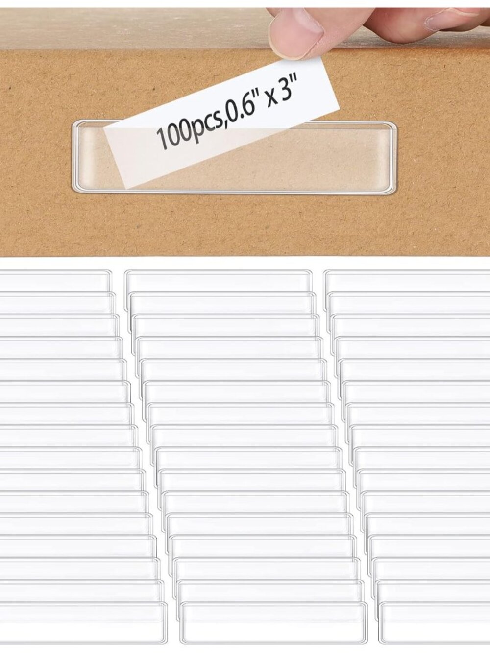 100 Pcs Label Holders Adhesive Nameplate Pockets Storage Bin Labels Index Card H